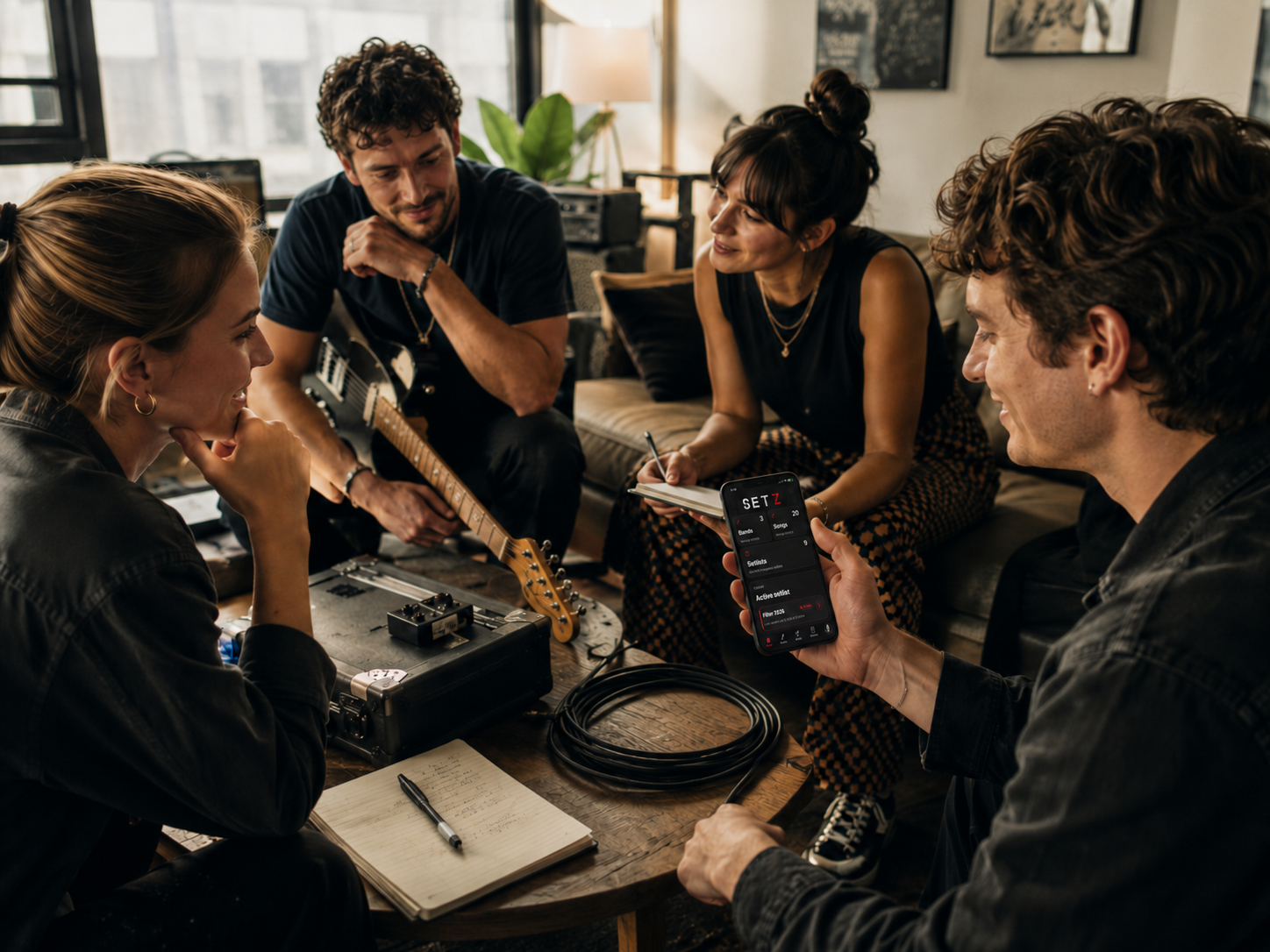 Band members using Setz together